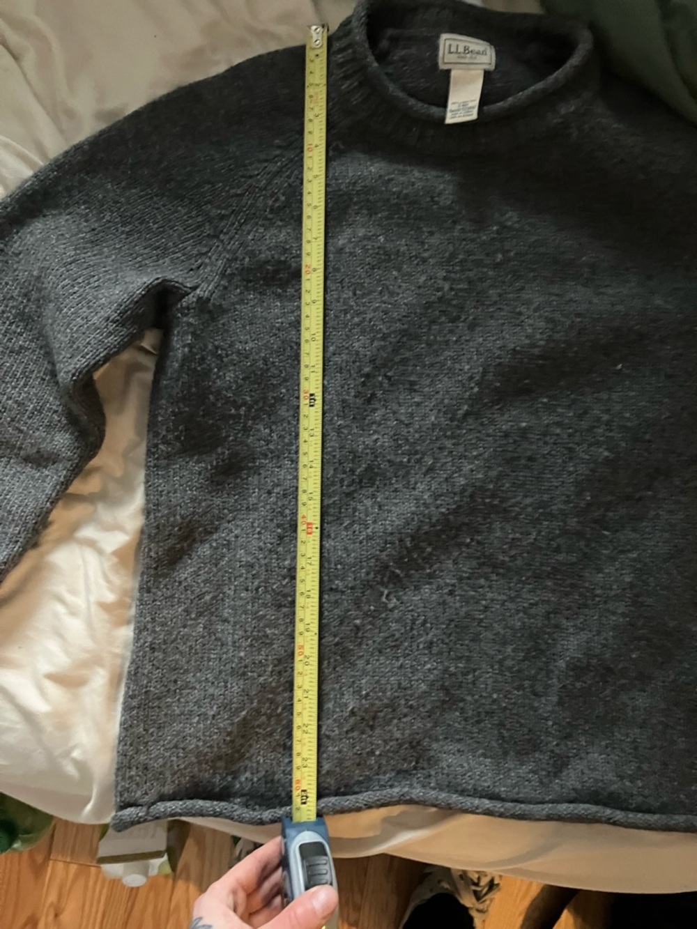 L.L. Bean Charcoal Wool Sweater - Picture 3 of 6